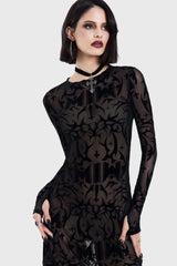 ETERNALLY YOURS FLOCKED MAXI DRESS