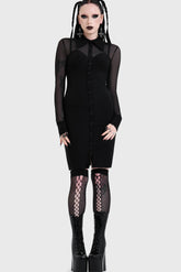 Shadow Bodycon Button Up Midi Dress