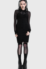 Shadow Bodycon Button Up Midi Dress