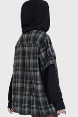 Spliced Not Nice Plaid Hoodie