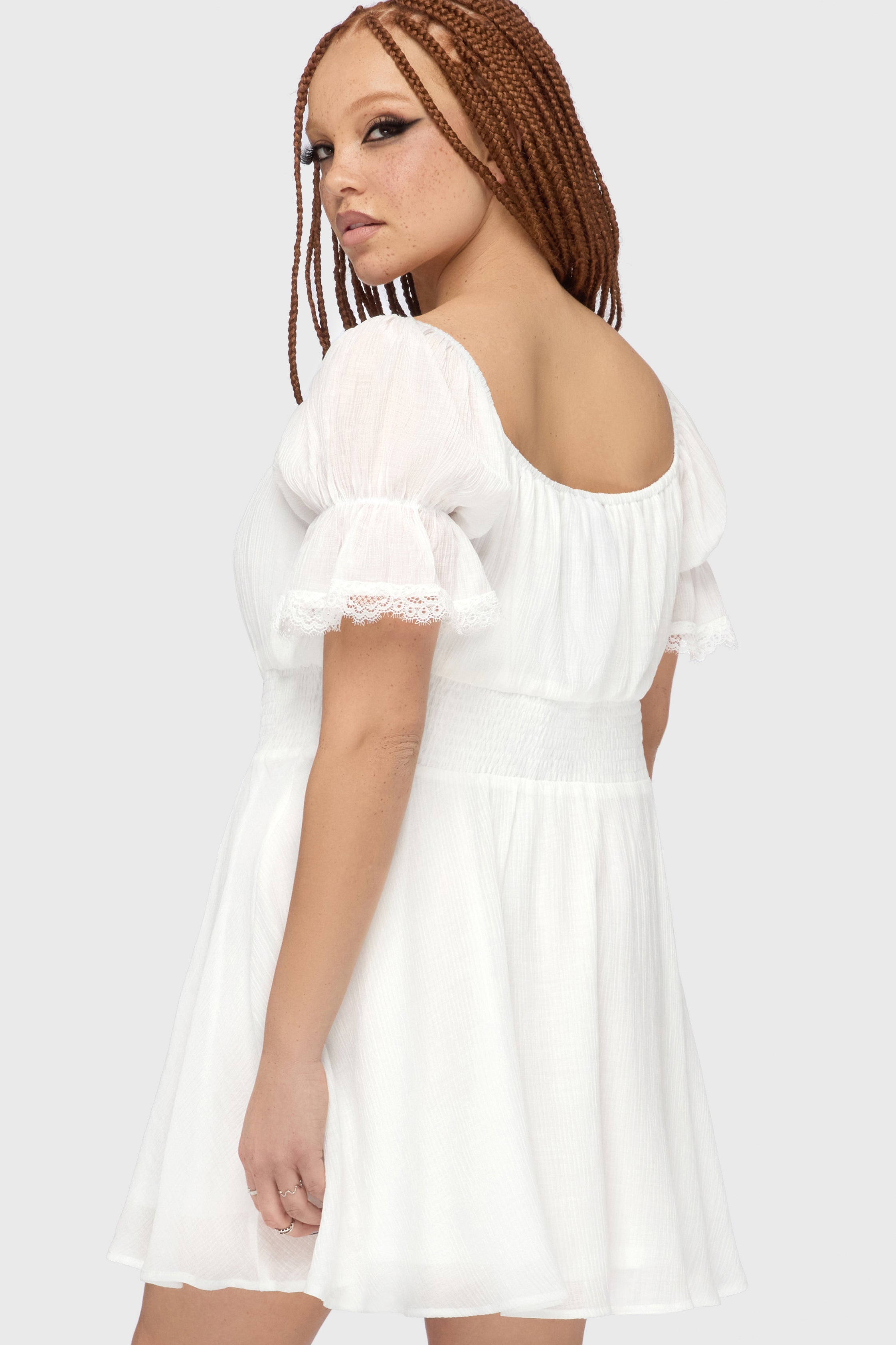 Celestial Night Off The Shoulder Mini Dress White