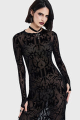 ETERNALLY YOURS FLOCKED MAXI DRESS