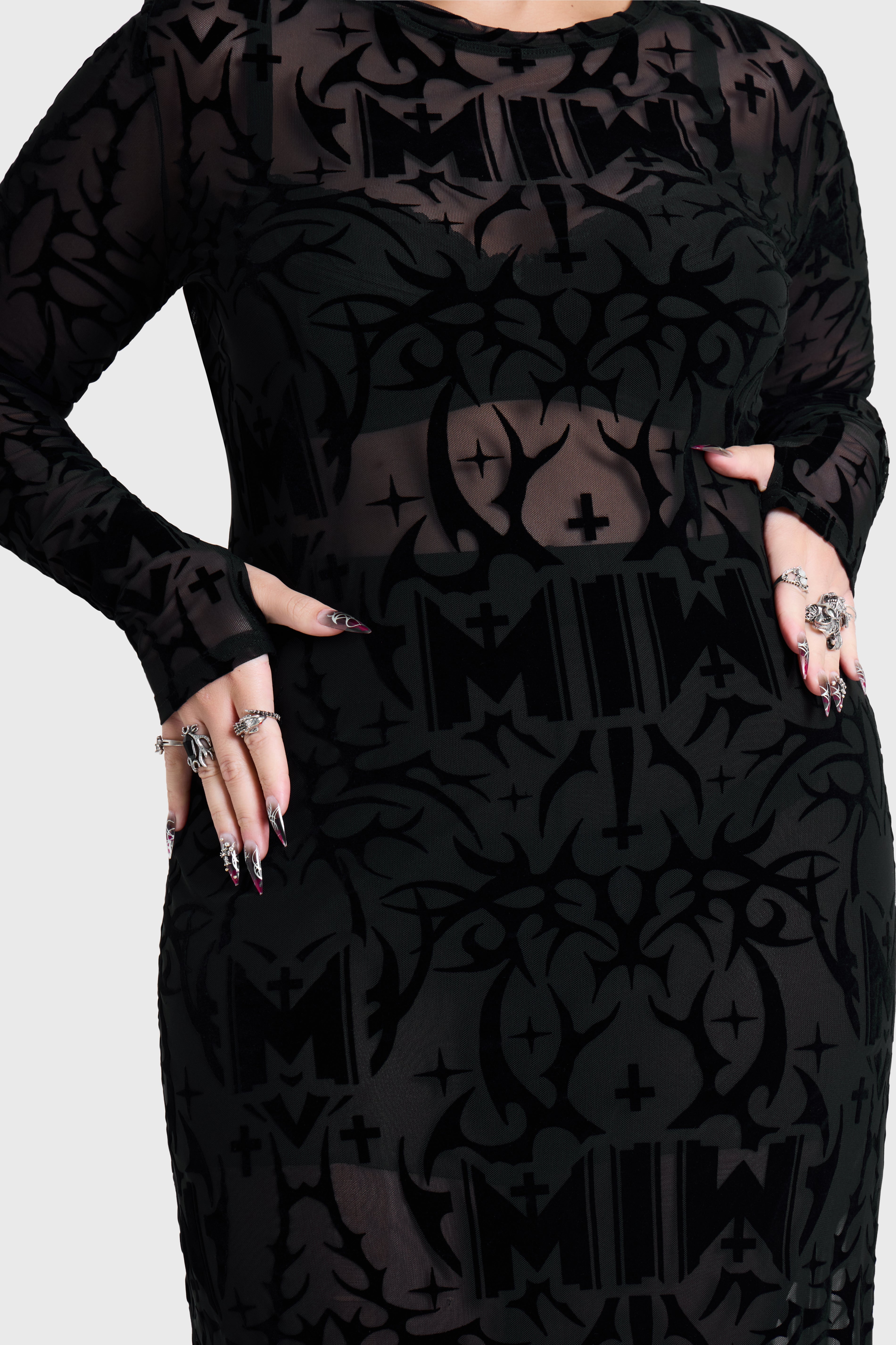 ETERNALLY YOURS FLOCKED MAXI DRESS