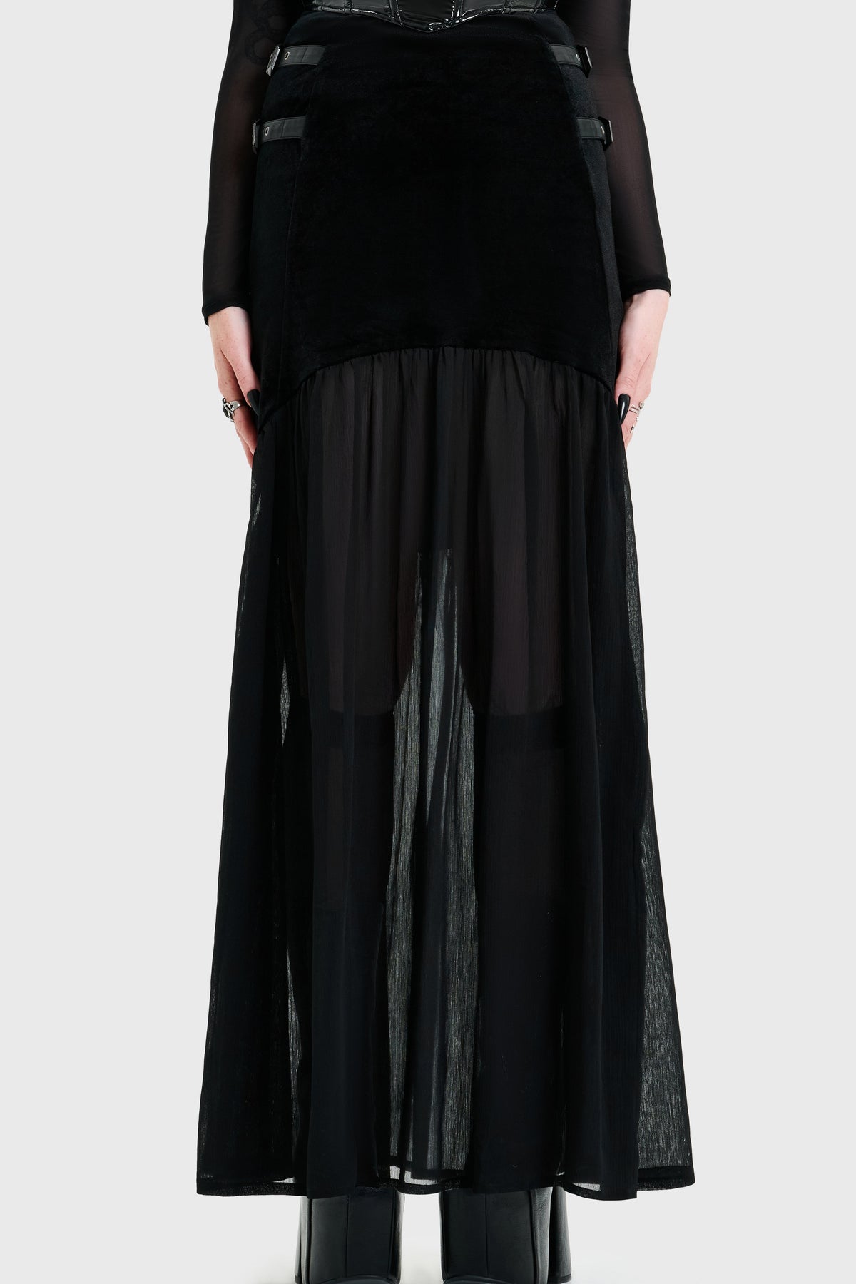 ESTRIA HEX CHIFFON MAXI SKIRT