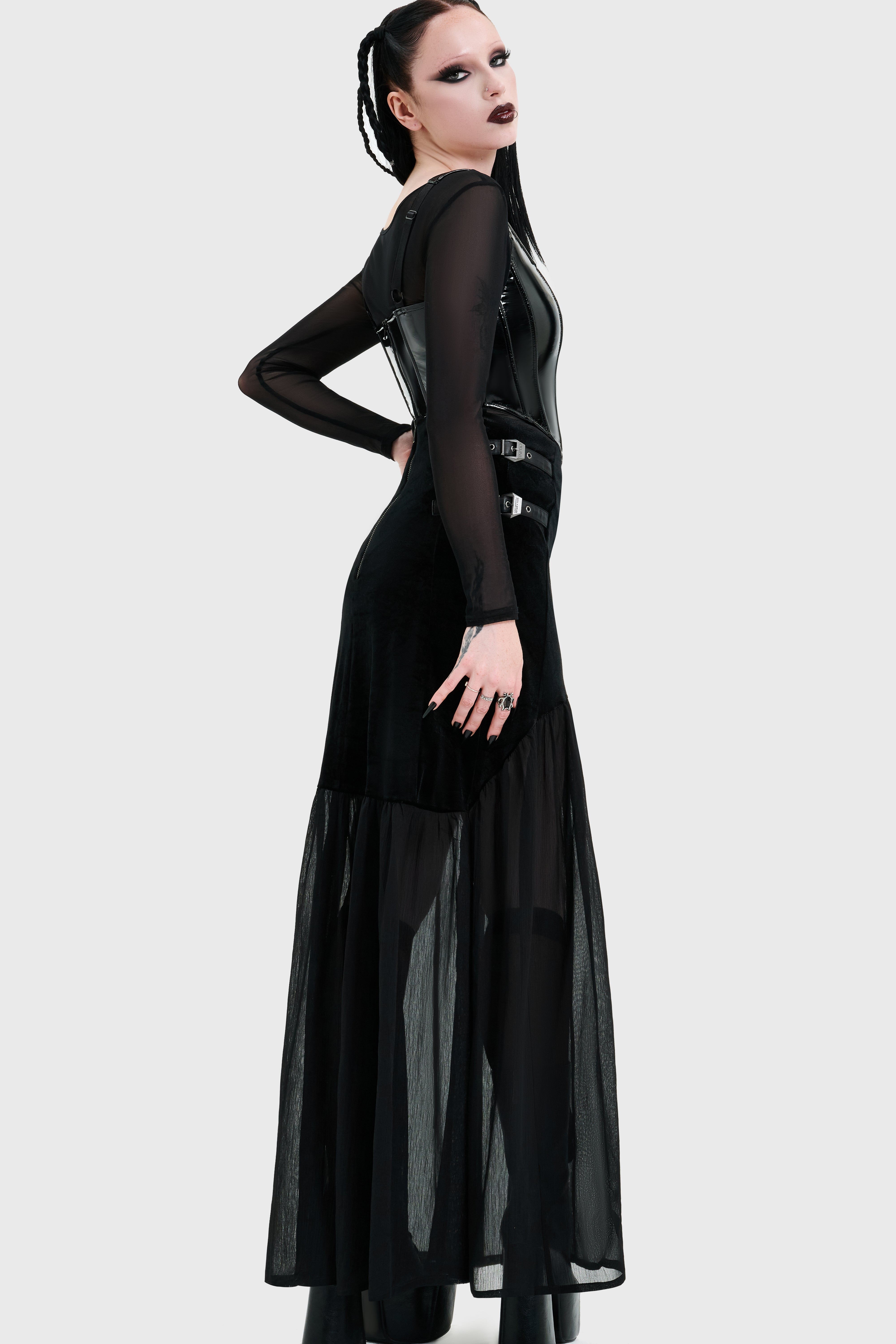 ESTRIA HEX CHIFFON MAXI SKIRT