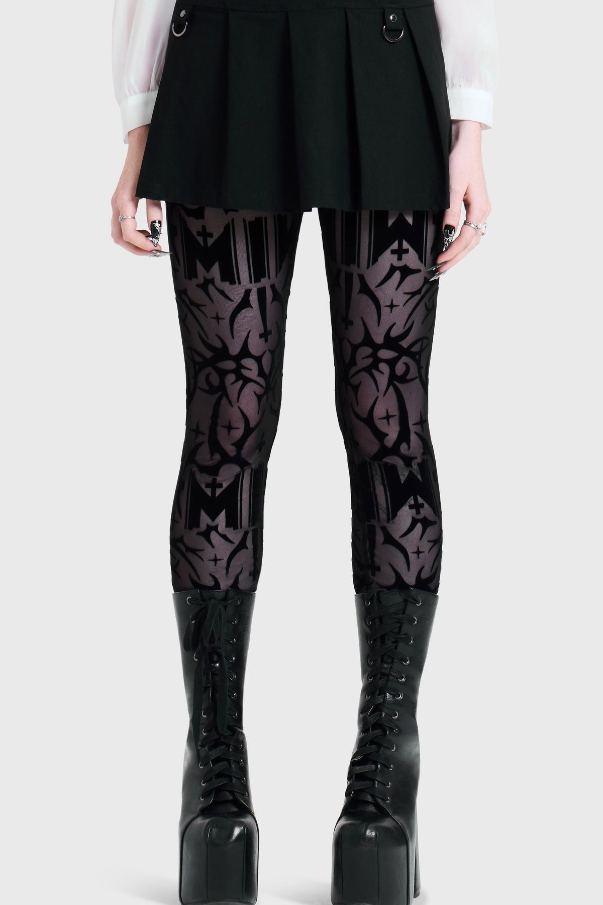 ETERNALLY YOURS FLOCKED MESH LEGGINGS