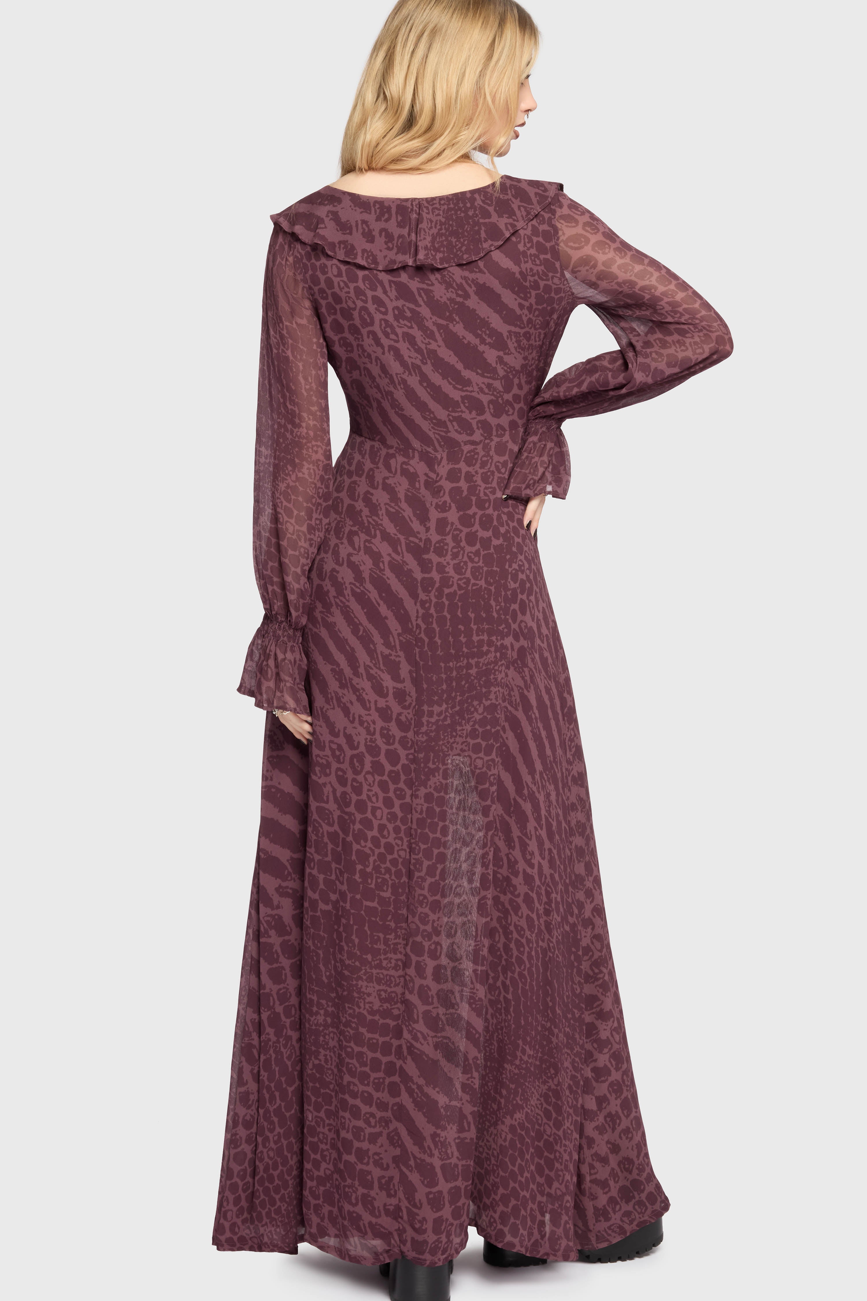 Gaia Adorned Ruffle Maxi Dress