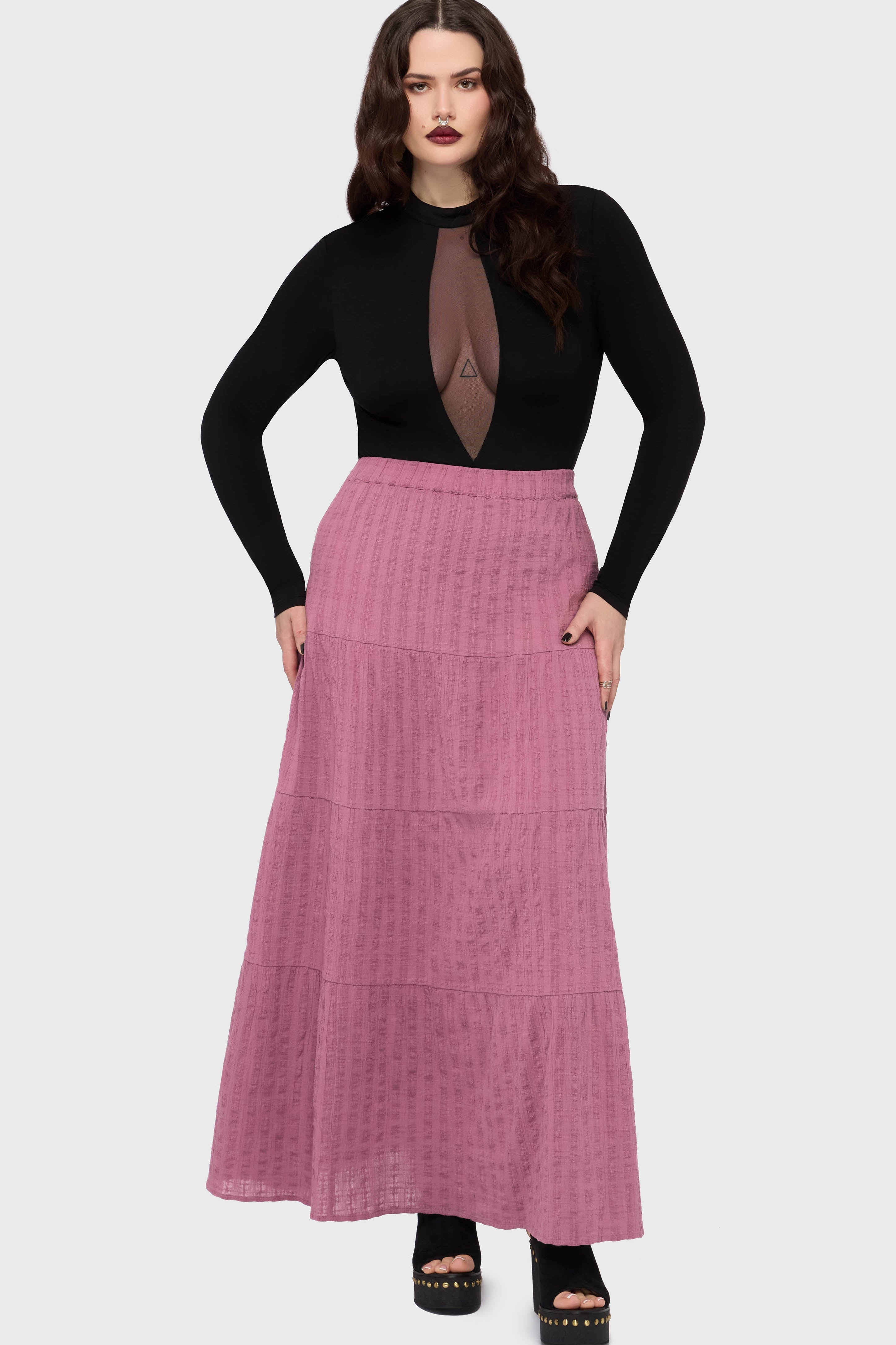 Gaia Adorned Textured Maxi Skirt