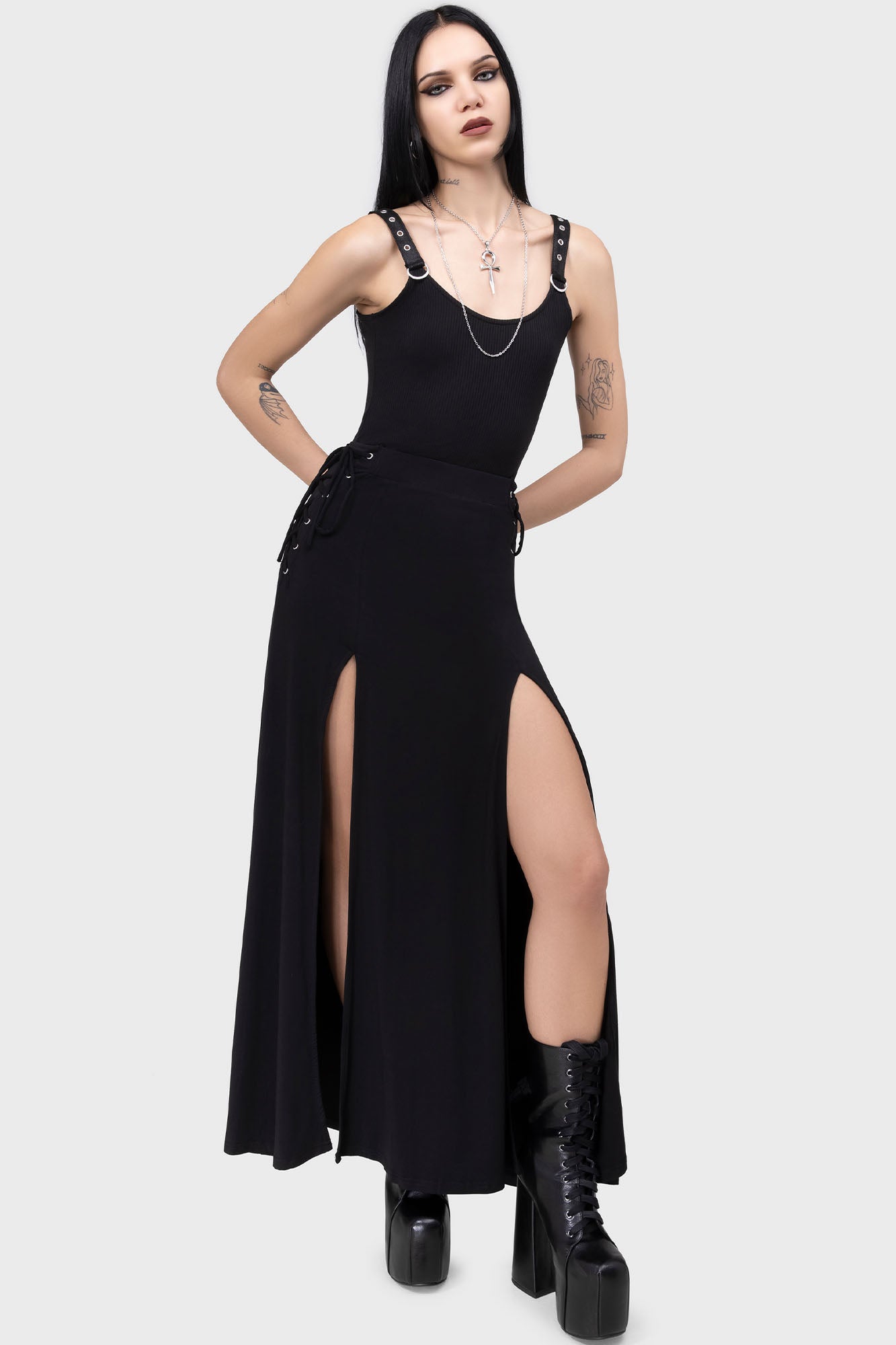 Hellverina Split Maxi Skirt