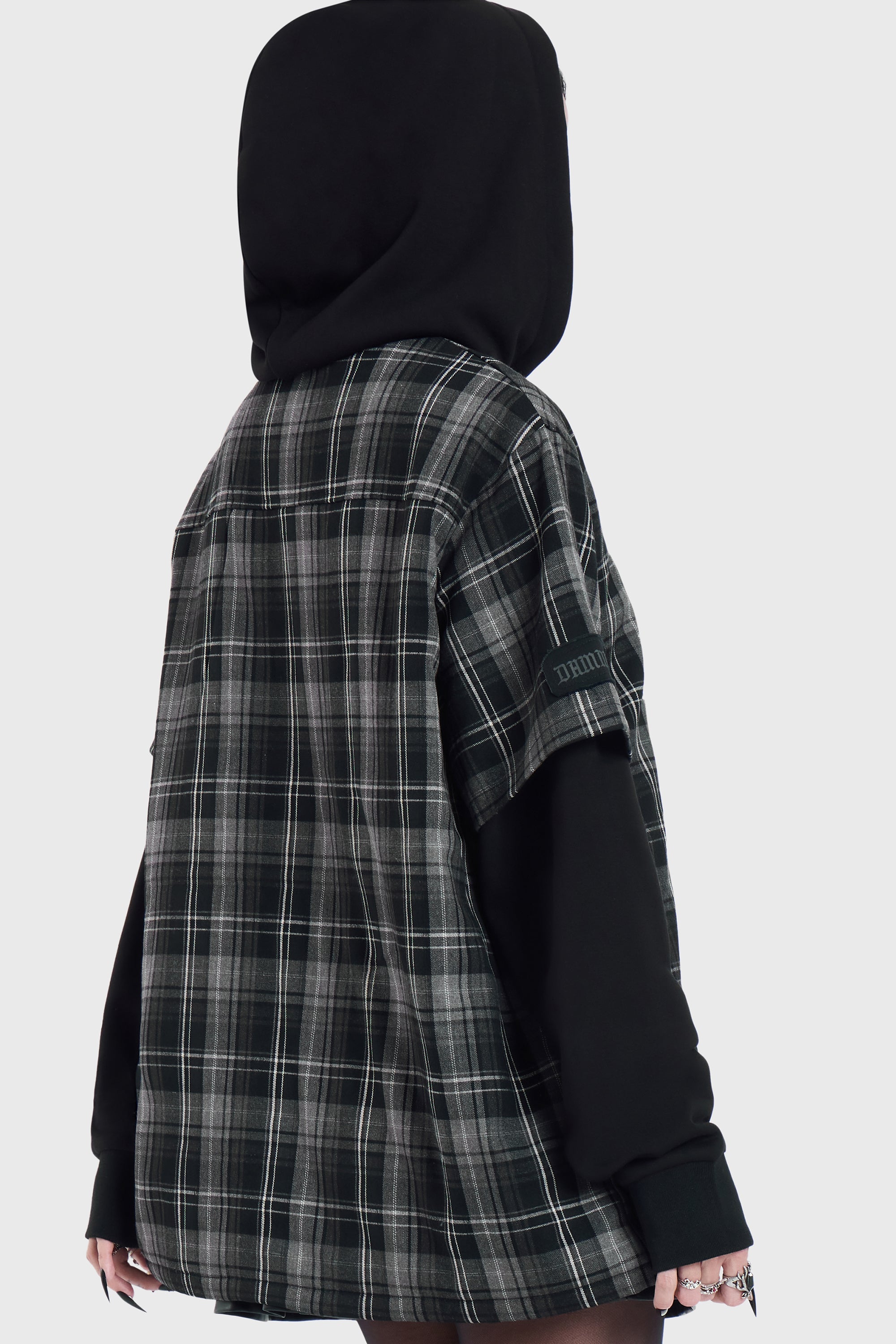 Spliced Not Nice Plaid Hoodie