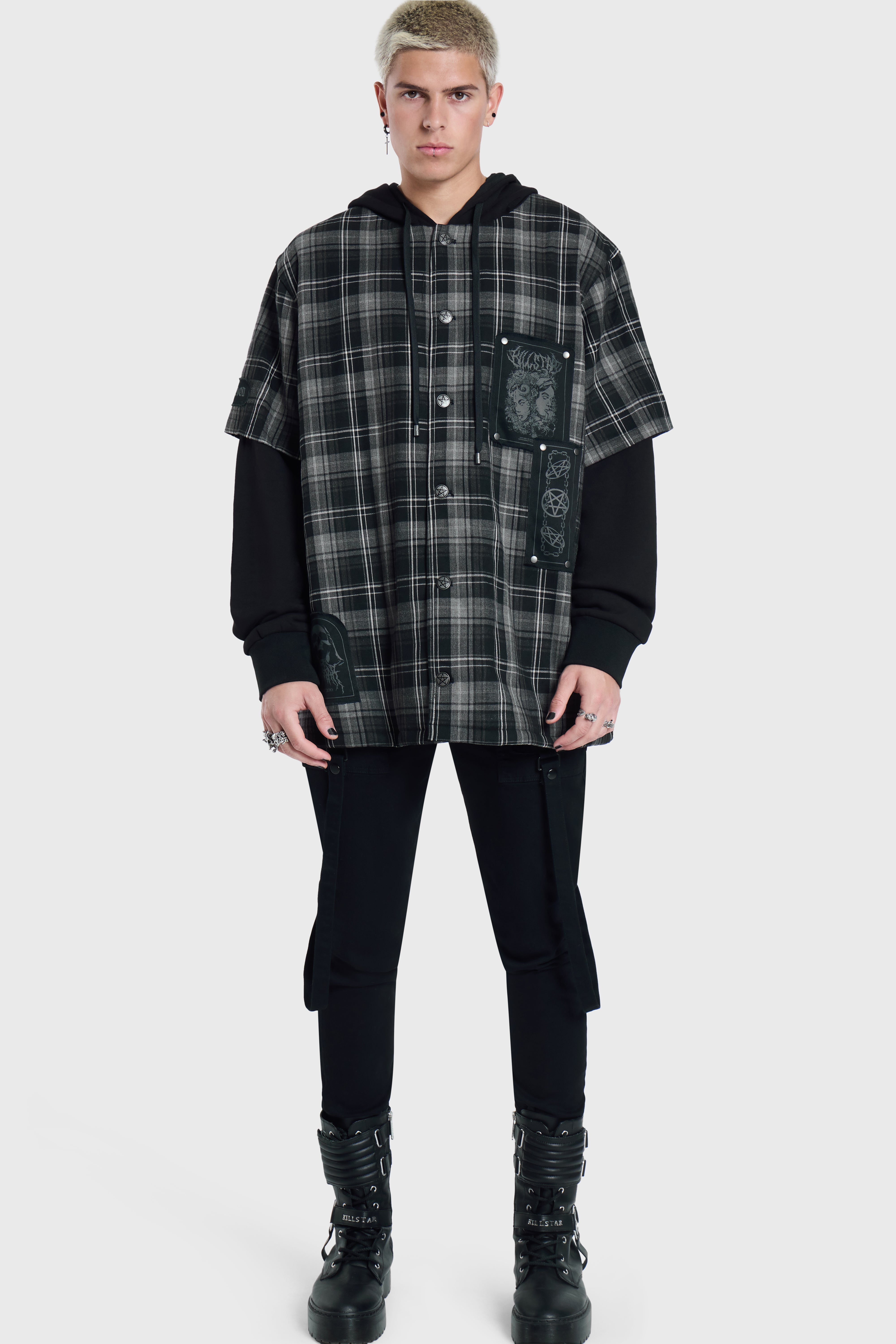 Spliced Not Nice Plaid Hoodie