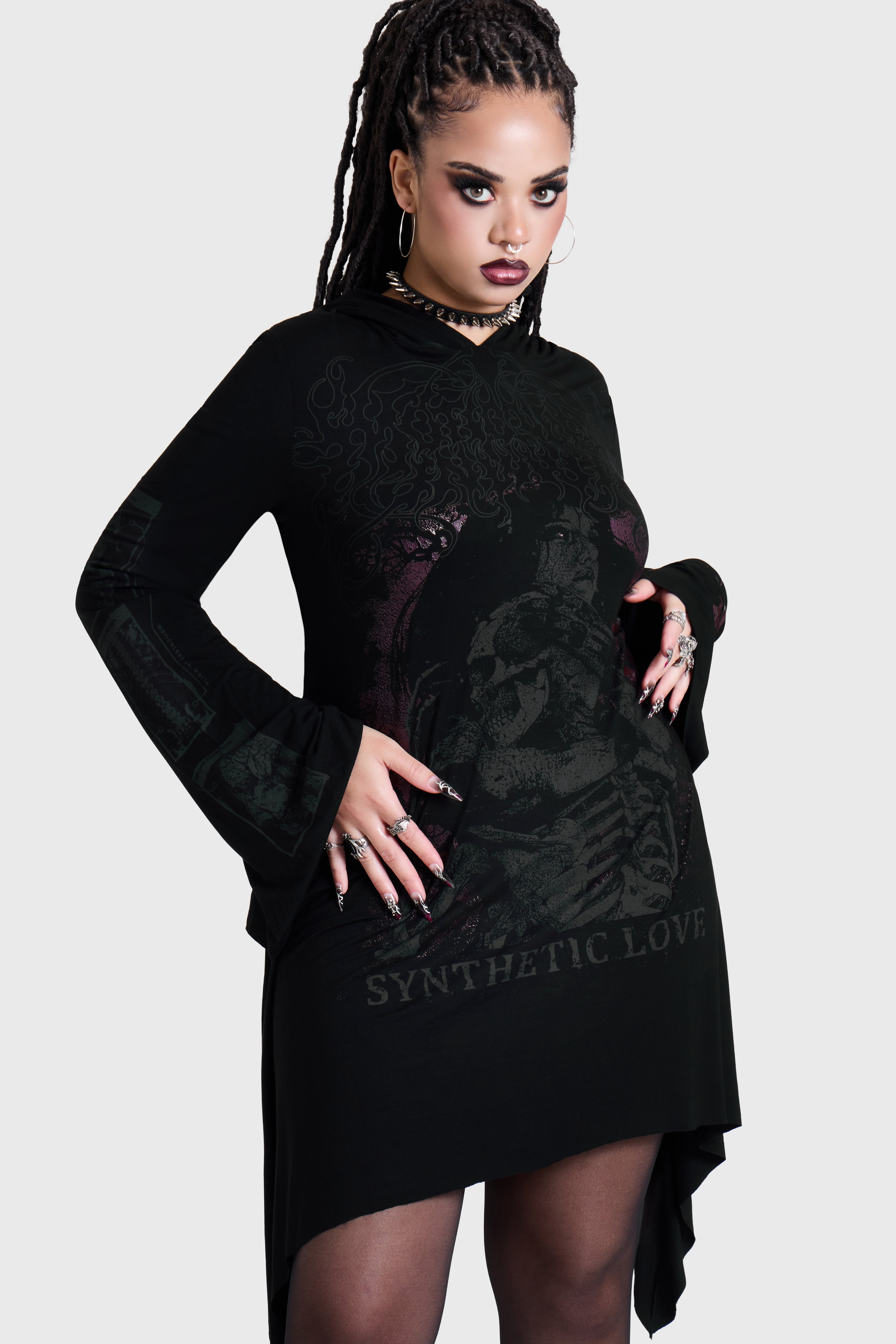 SYNTHETIC LOVE HOOD DRESS
