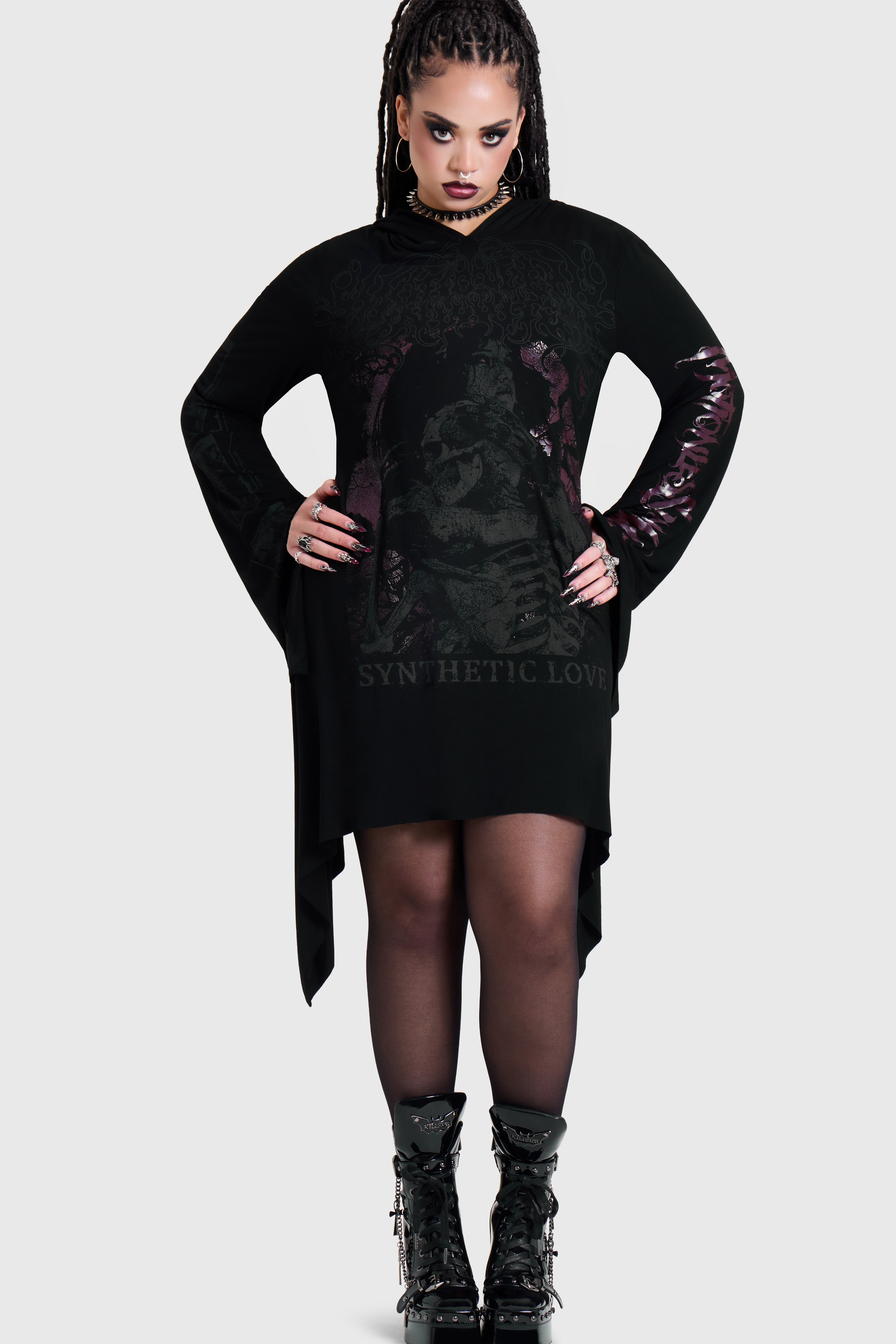 SYNTHETIC LOVE HOOD DRESS