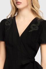 The Hollow Embroidered Mini Dress Black