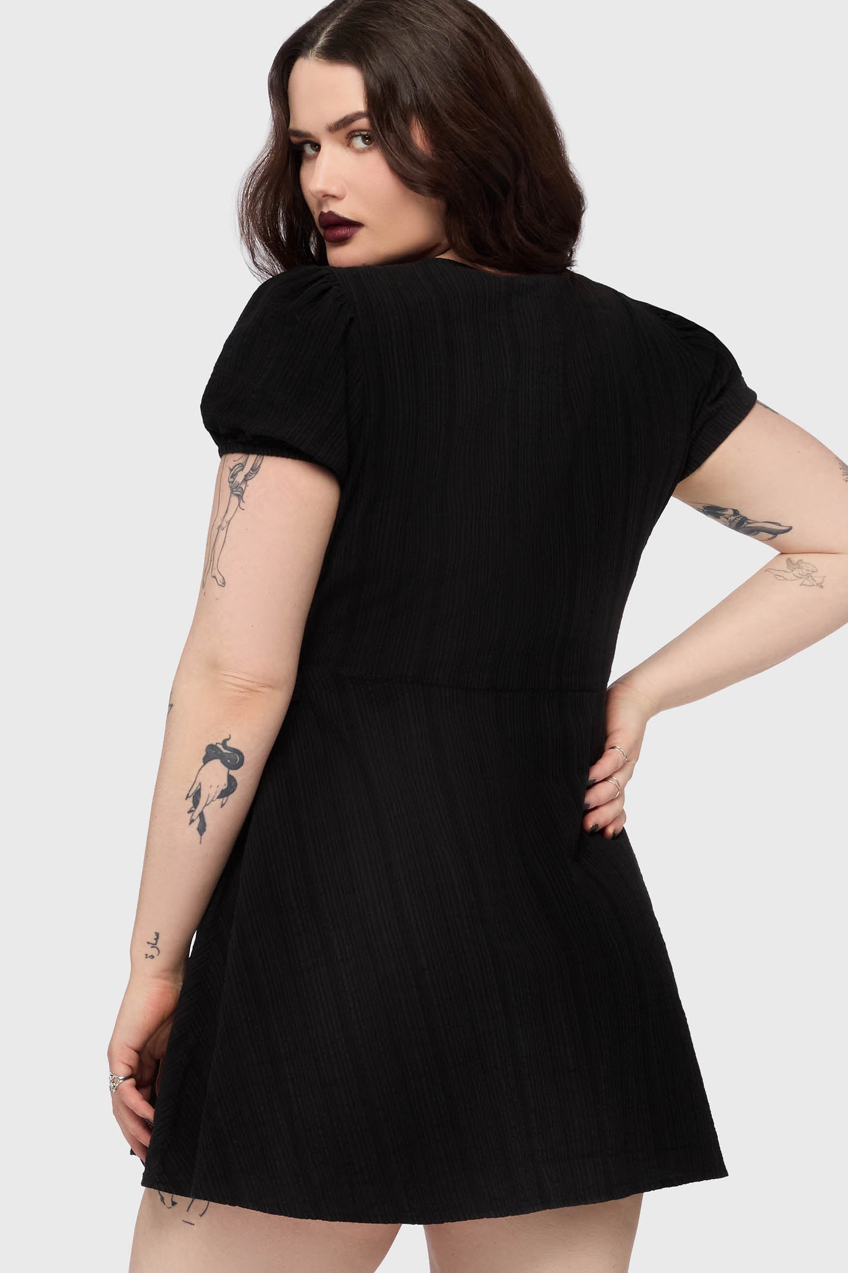 The Hollow Embroidered Mini Dress Black