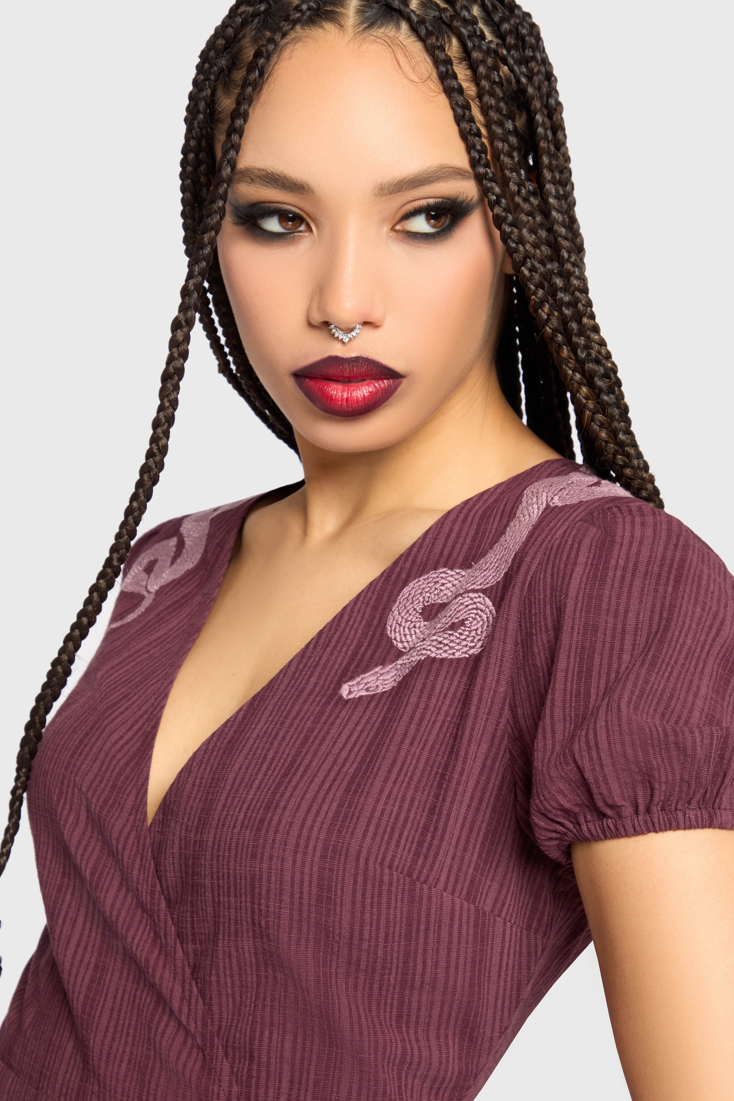 The Hollow Embroidered Mini Dress Purple