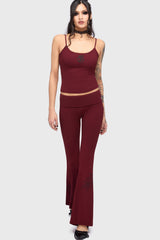 Twilight Viper Embroidered Flares Burgundy