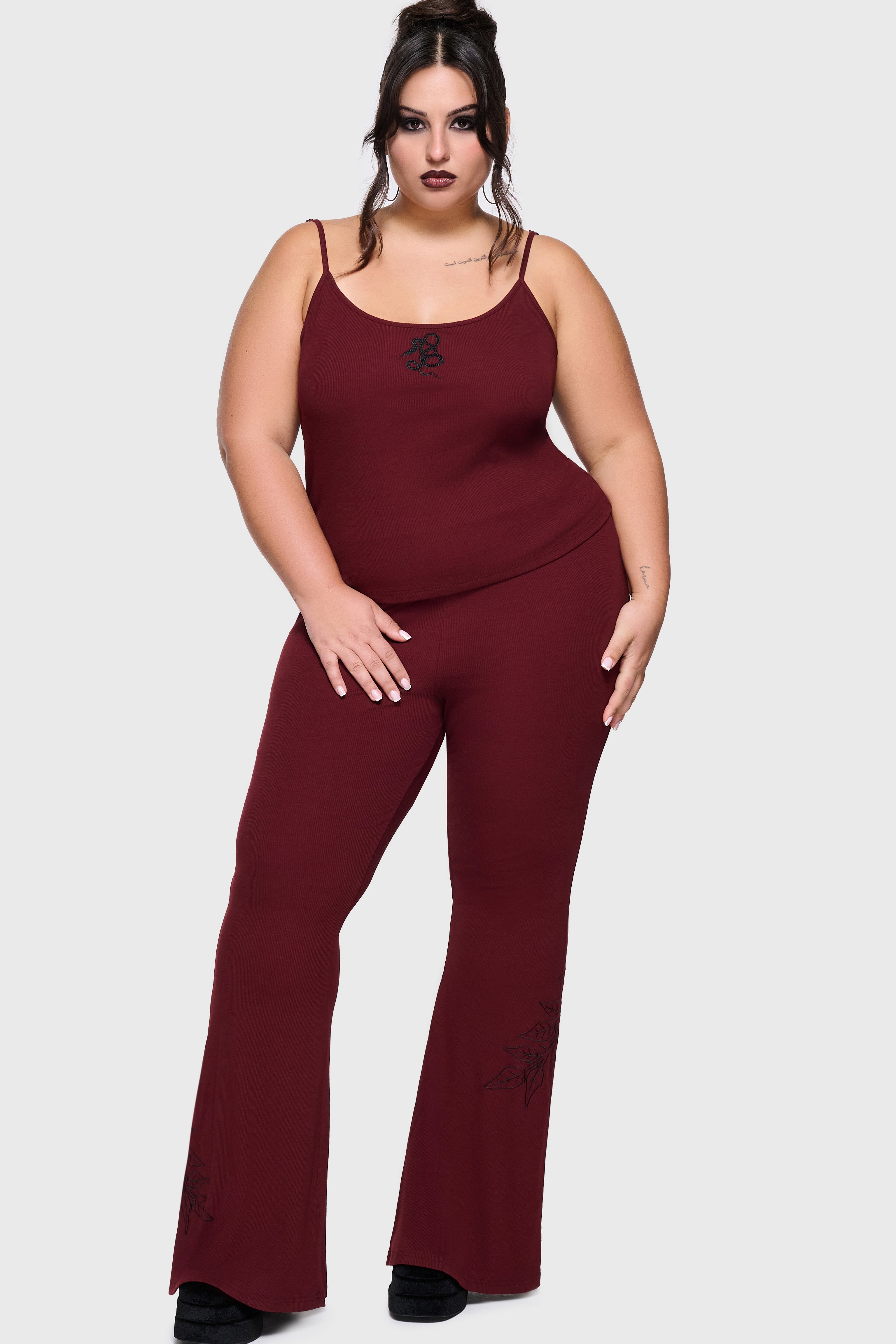 Twilight Viper Embroidered Flares Burgundy